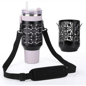 Metal Cup Holder with Strap for Stanley Cup 40 oz Water Bottle Carrier Bag s7